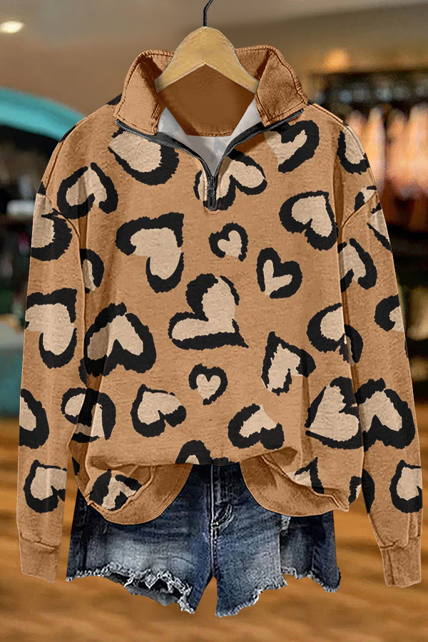 Cute Valentine's Day Leopard Print Sweatshirt