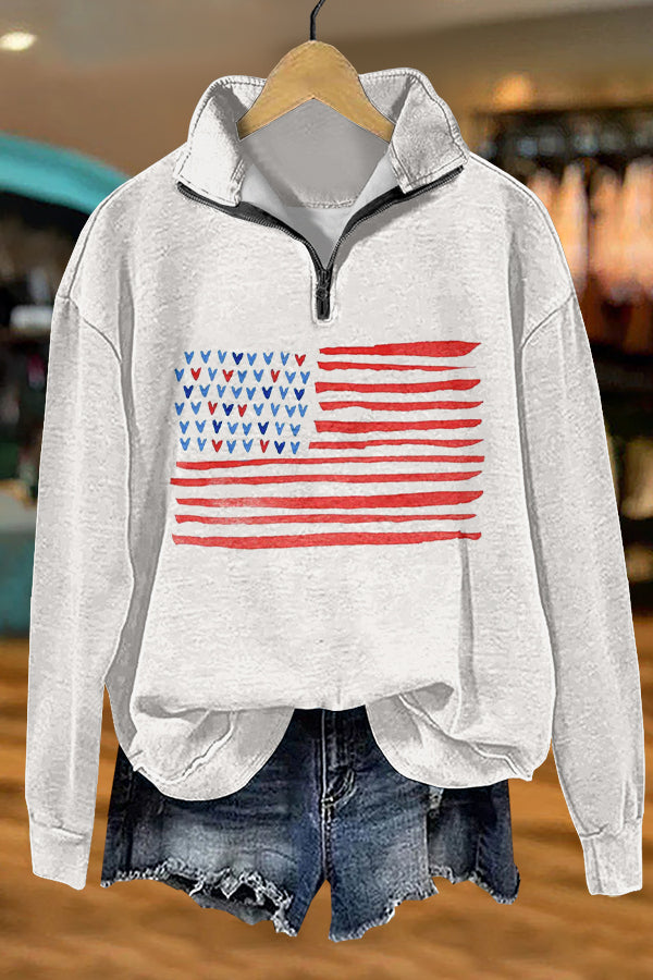 Cozy Patriotic Day Print Sweatshirt