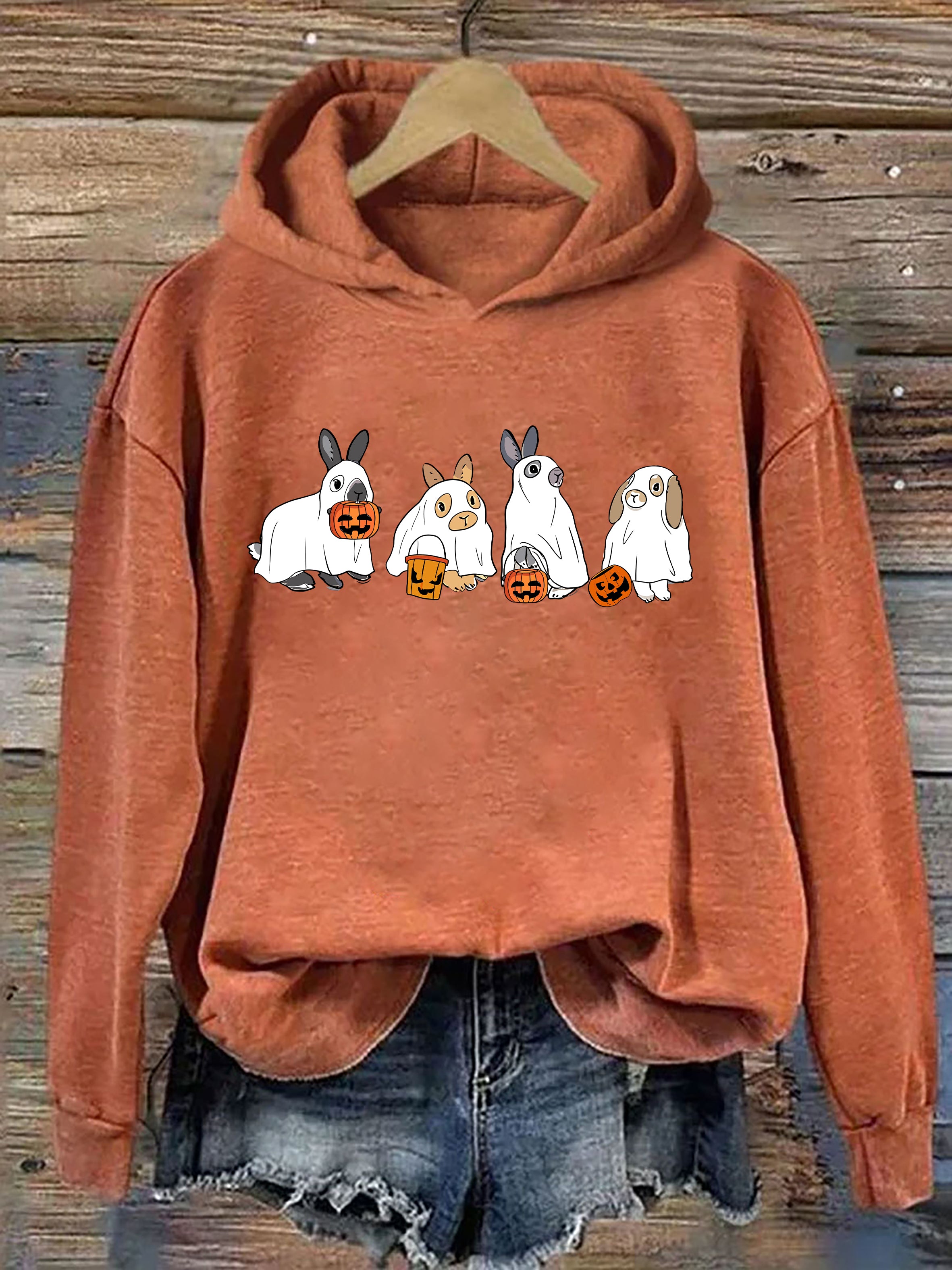 Cute Rabbit Ghost Halloween Hoodie