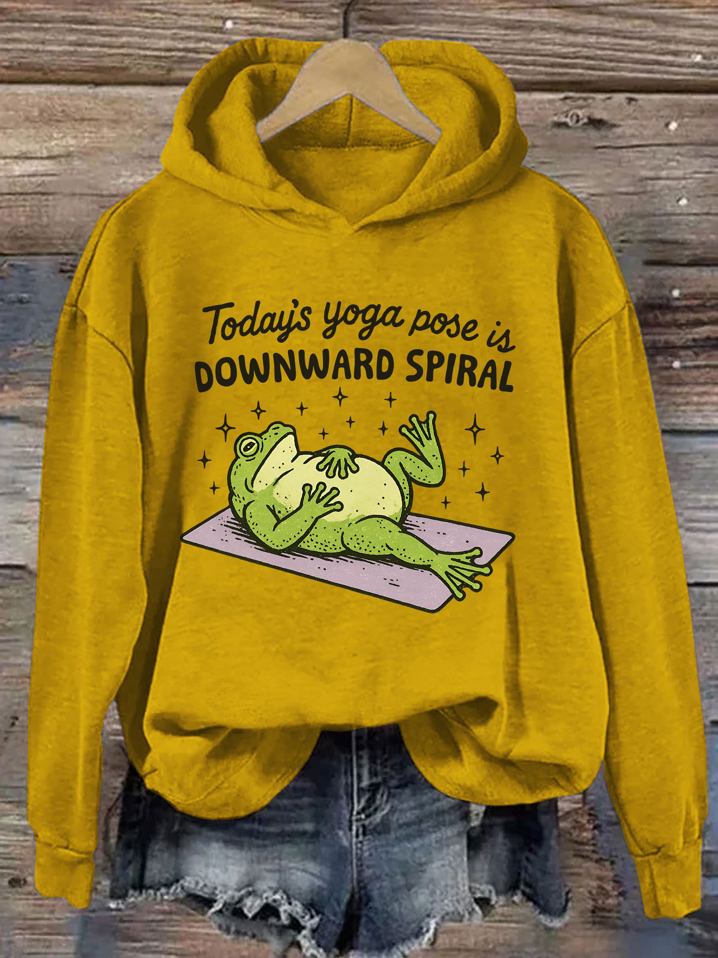 Today's Yoga Pose Is Downward Spiral Frog Hoodie