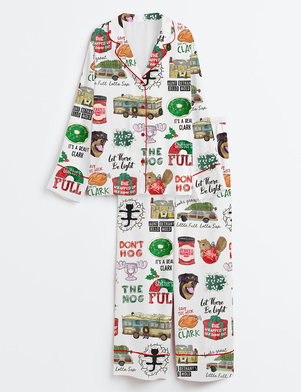 Griswold It's A Beaut Clark Christmas Vacation Jolliest Bunch Shitters Full Long Sleeve Satin Pajama Set