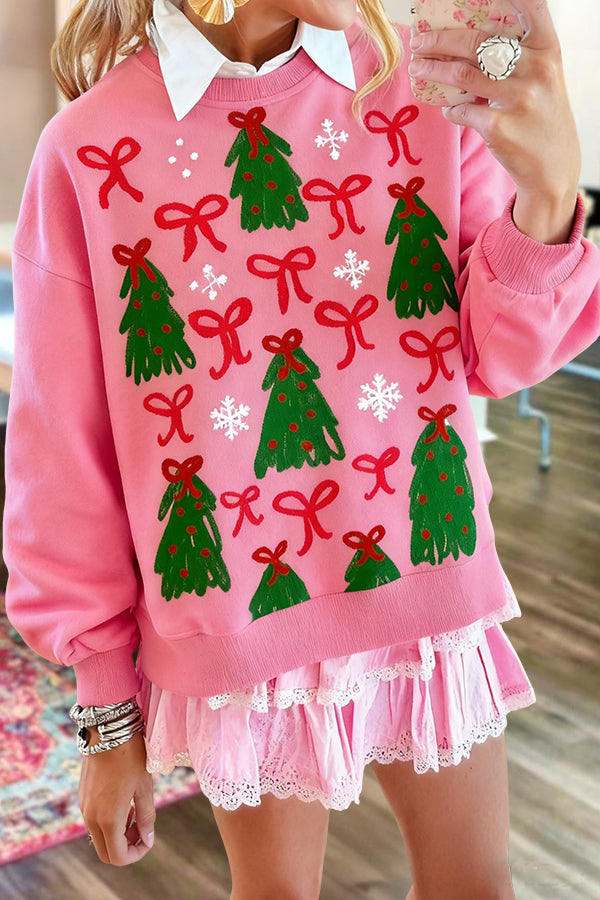 Christmas Tree Bow Graffiti Sweatshirt