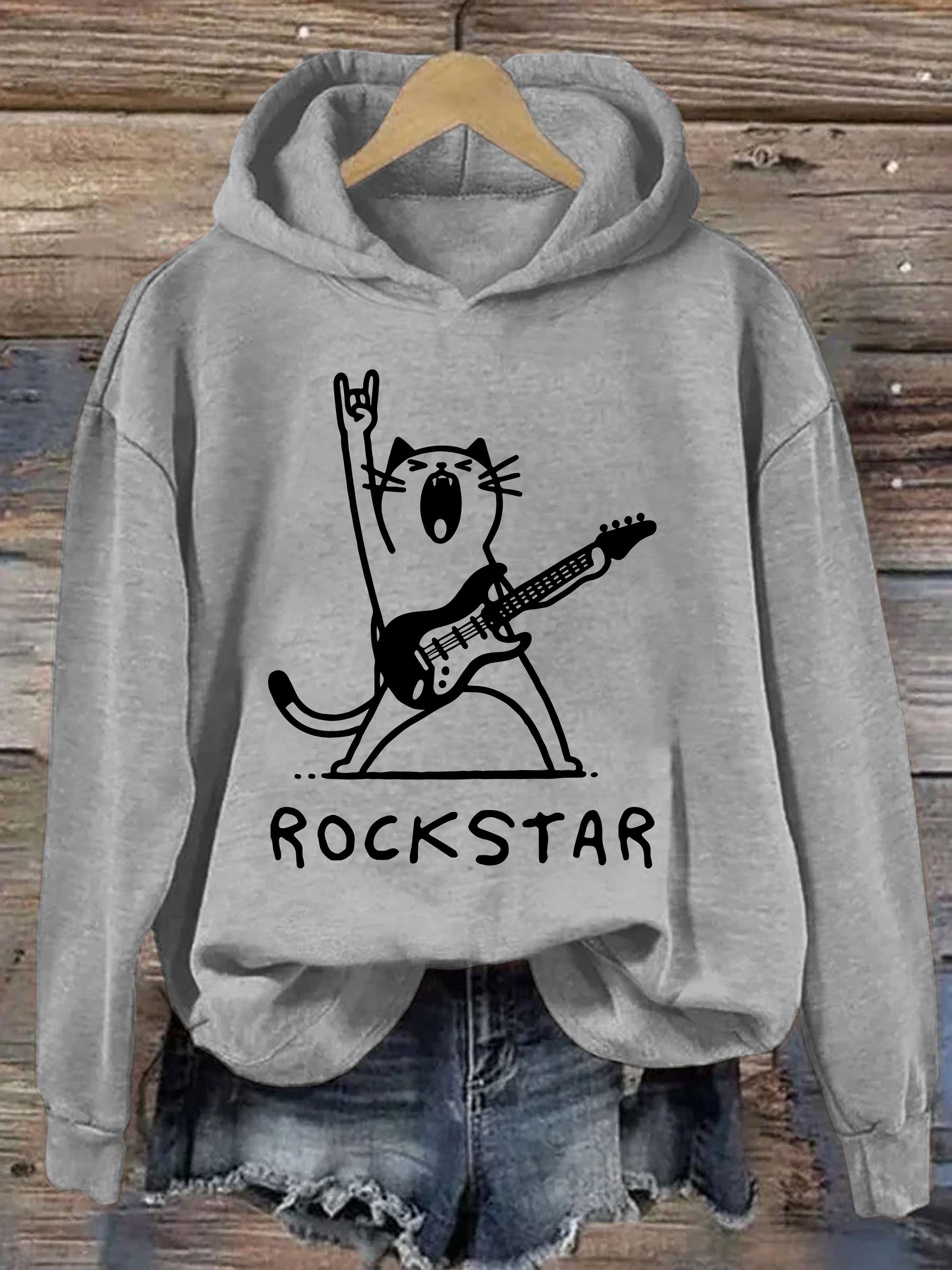 Rock And Roll Cat Hoodie