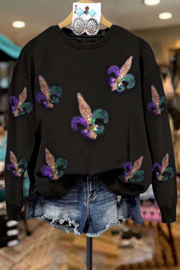 Mardi Gras Sequined Sweatshirt