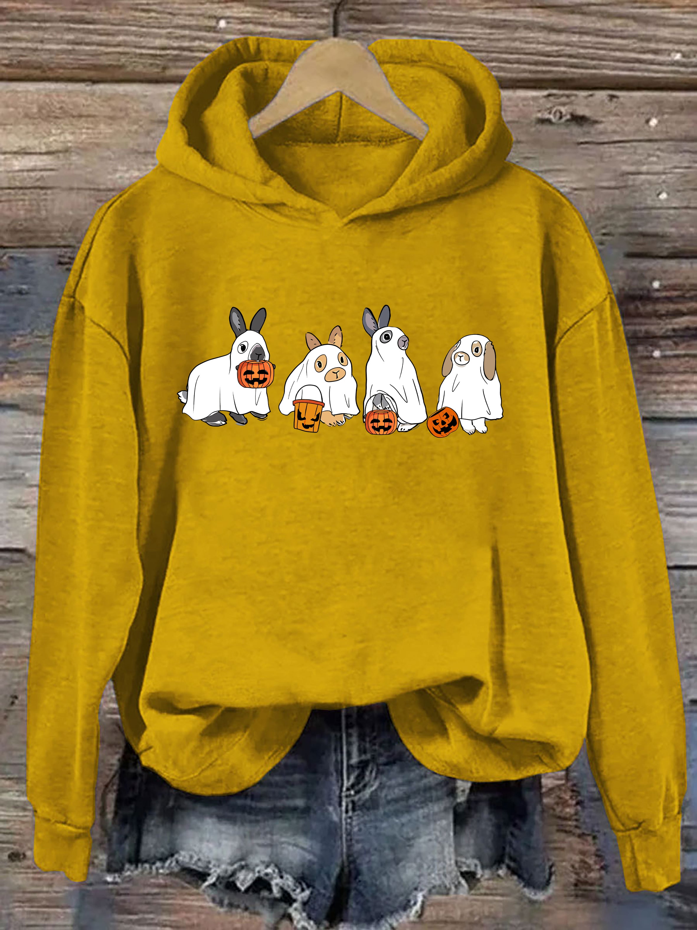 Cute Rabbit Ghost Halloween Hoodie