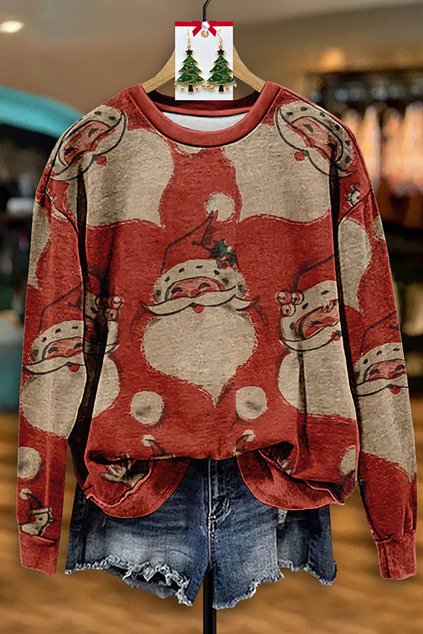 Vintage Santa Claus Print Sweatshirt