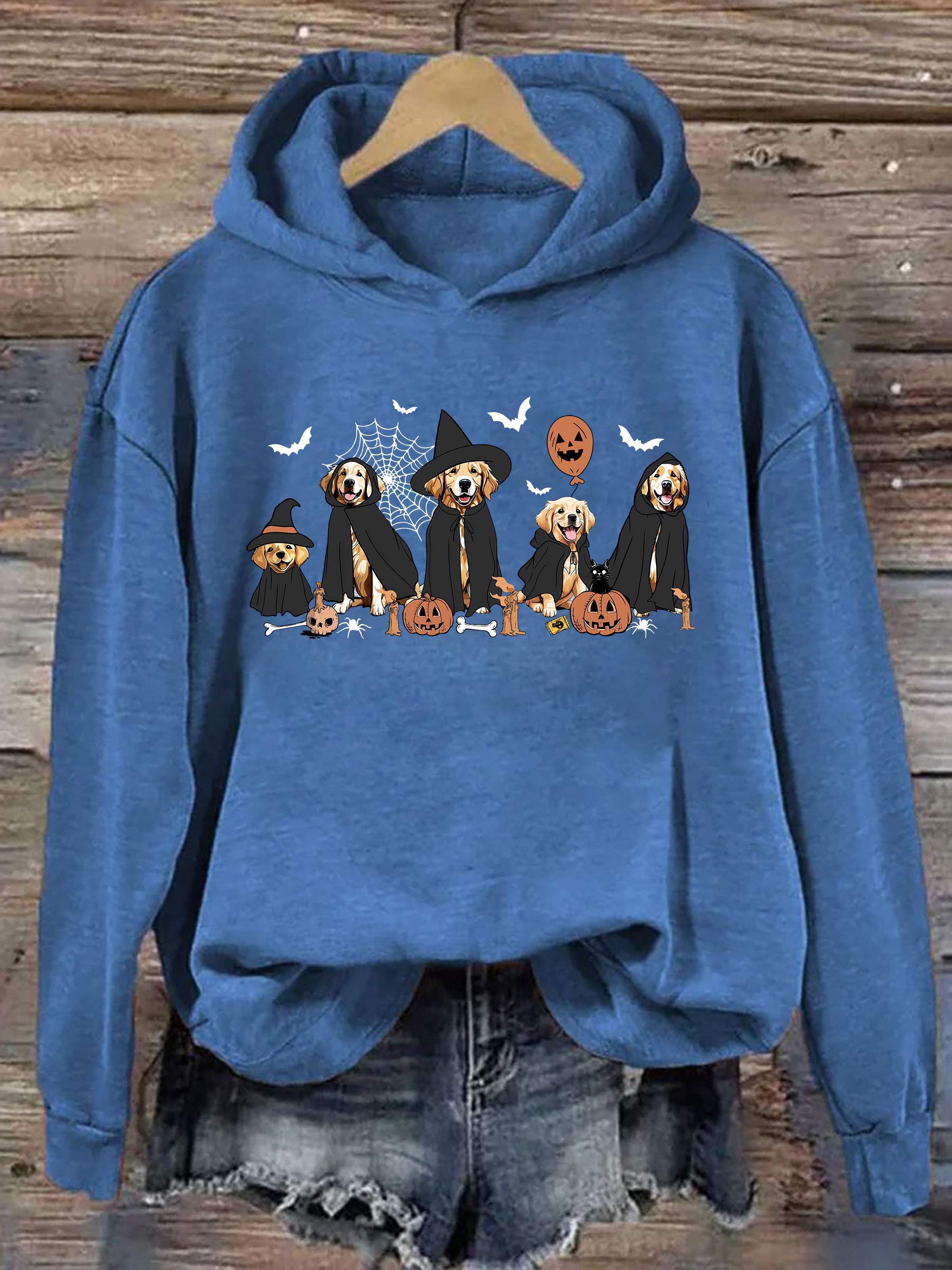 Ghost And Witch Golden Retriever Halloween Hoodie