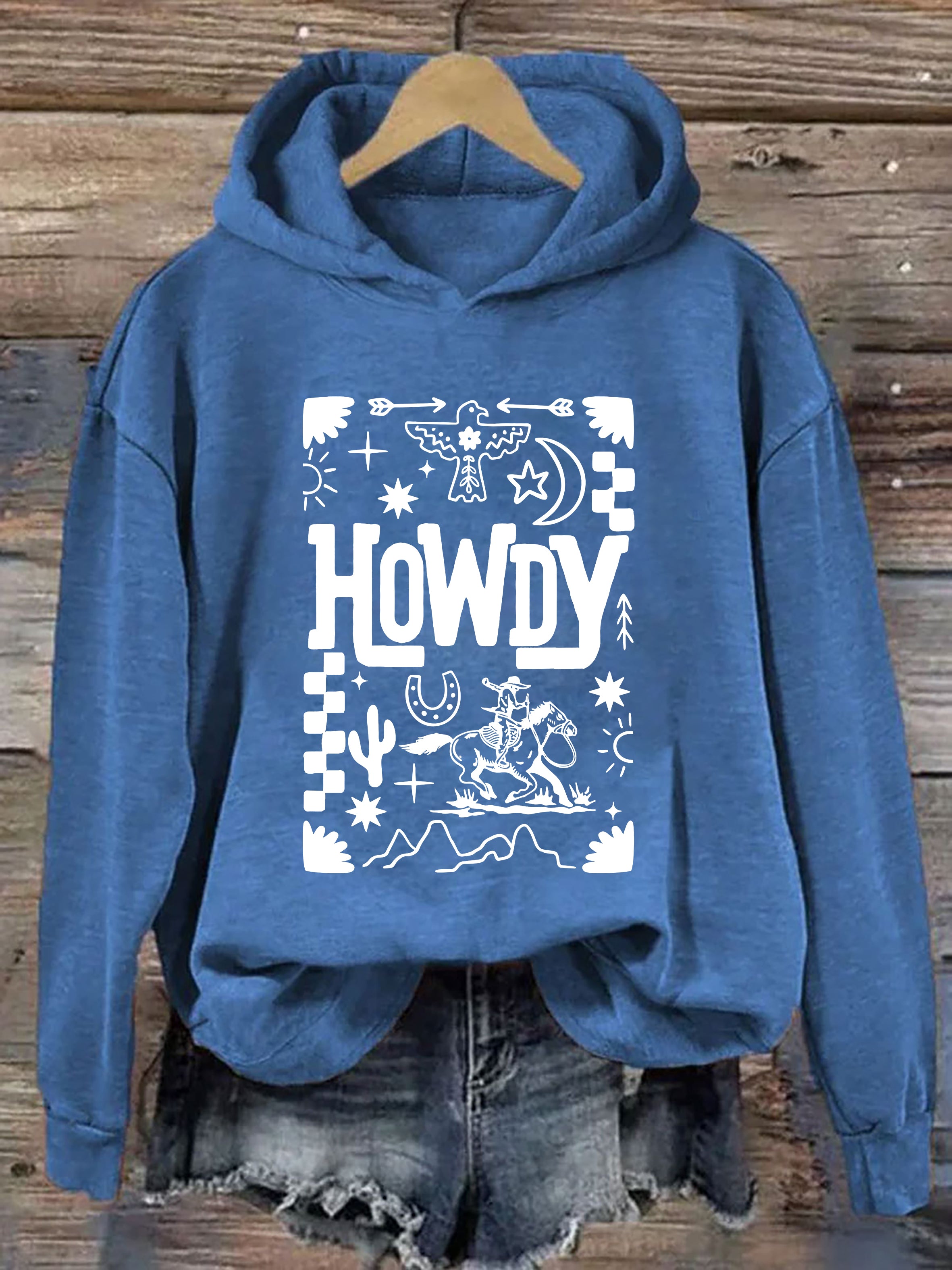 Howdy Cowboy Retro Floral Western Hoodie