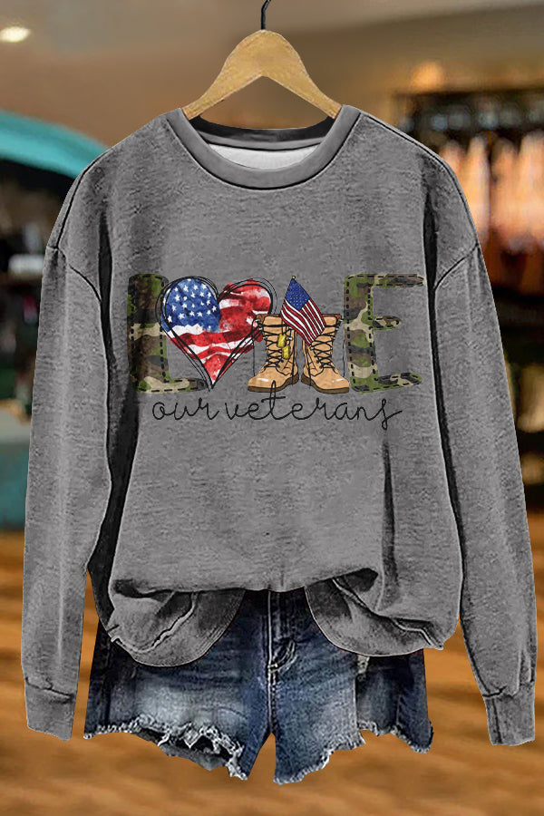 Retro America Patriotic Day Print Sweatshirt
