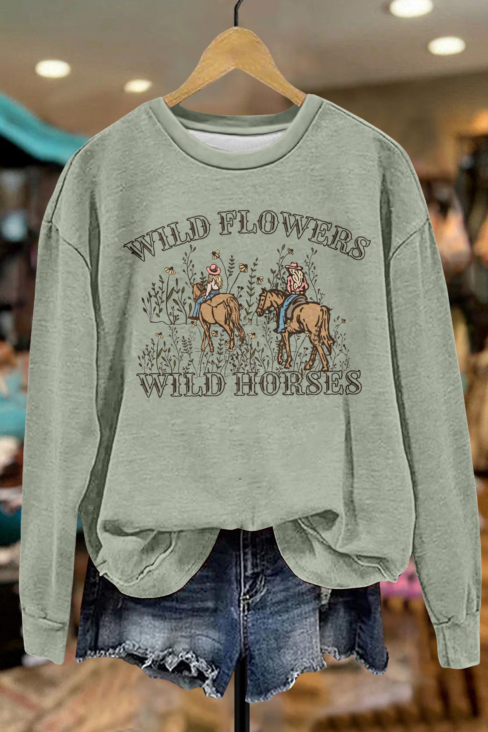 Sweet Western Girl Printed Sweatshirt