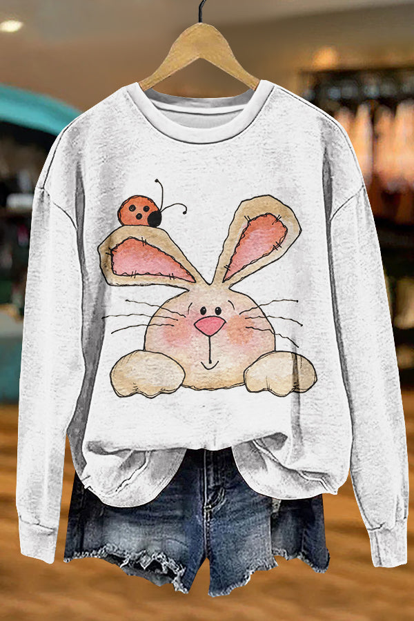 Cute Easter Bunny Print Sweatshirt