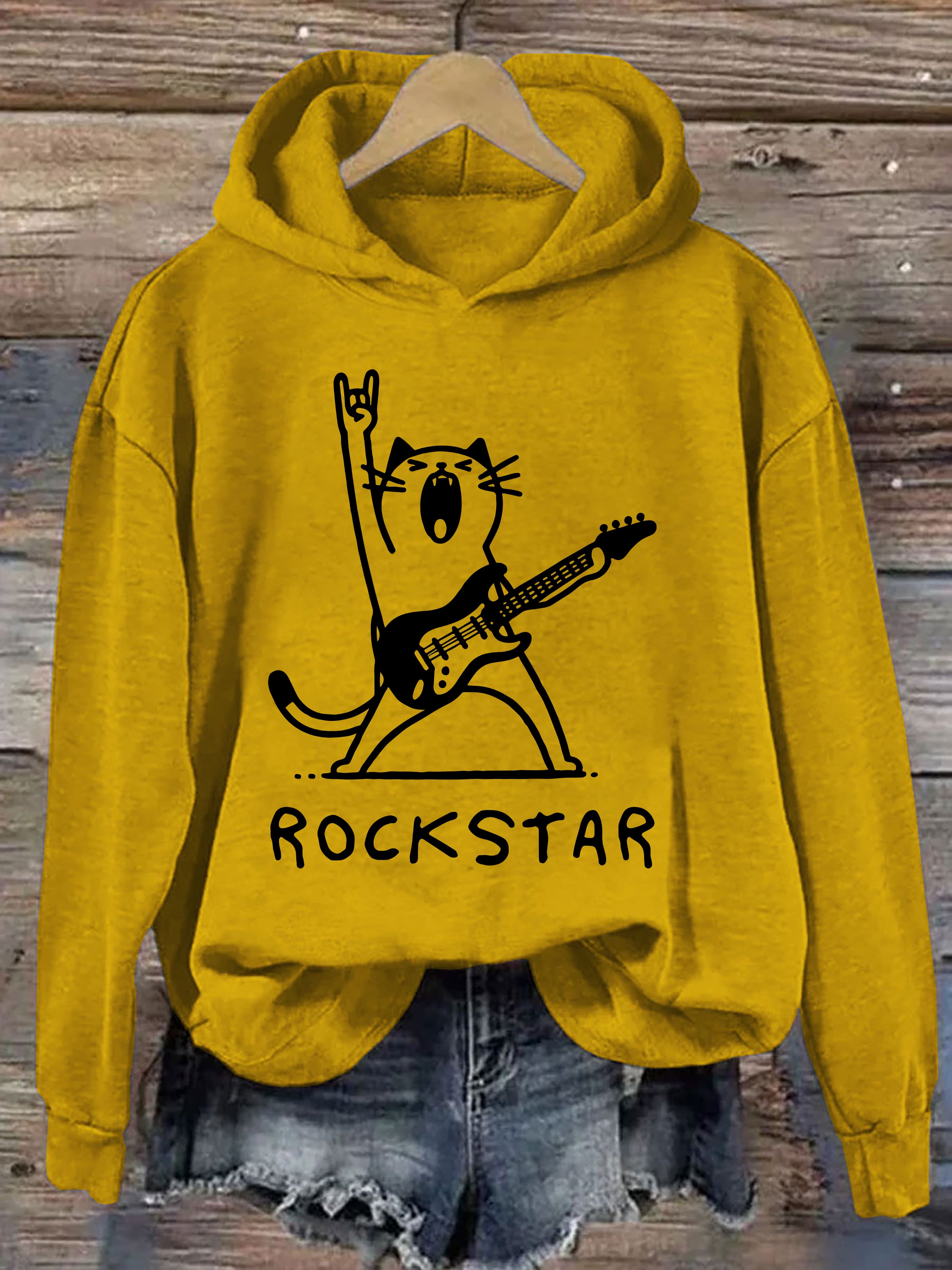 Rock And Roll Cat Hoodie
