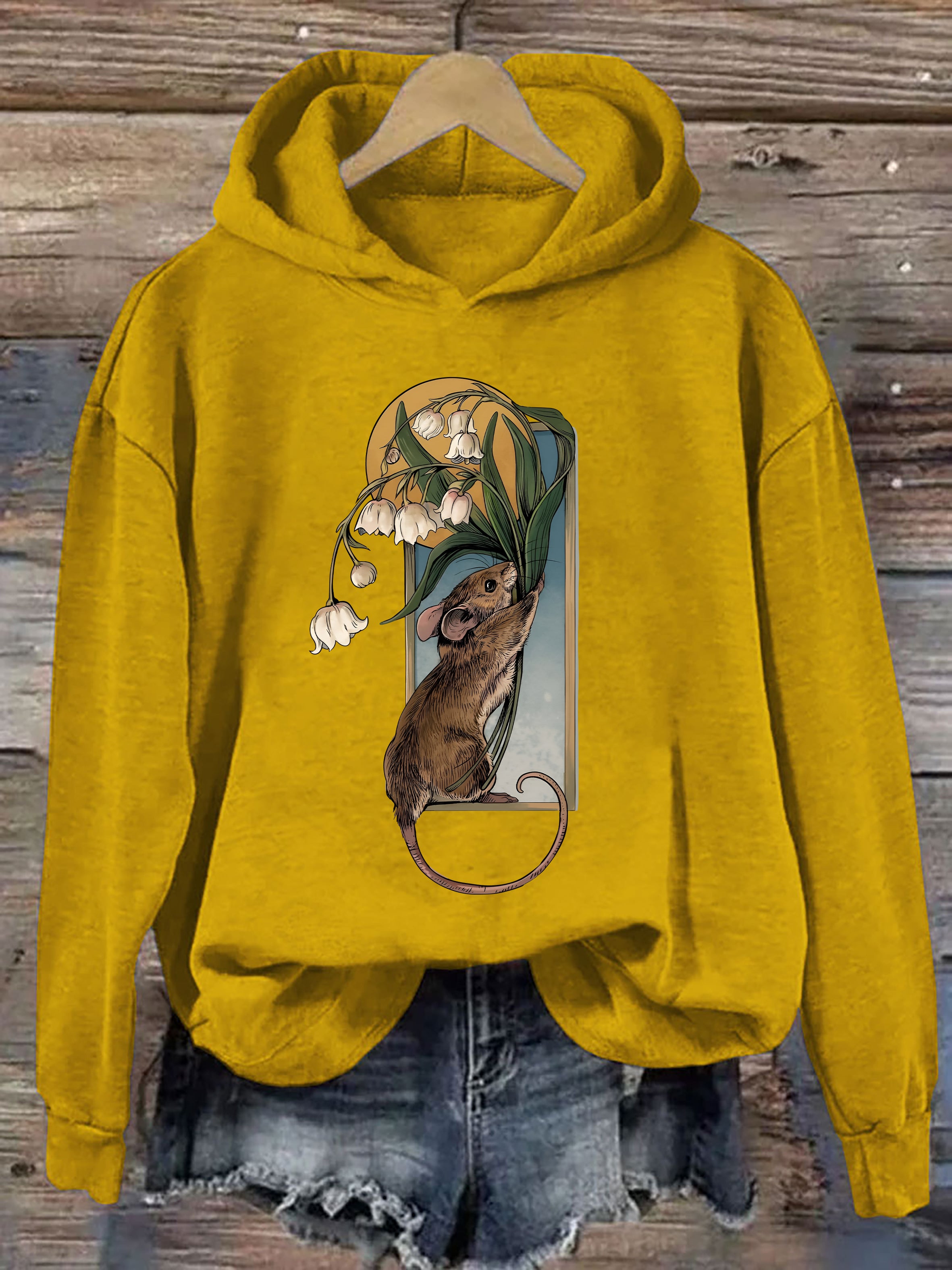 Cute Mouse And Lily Of The Valley Hoodie
