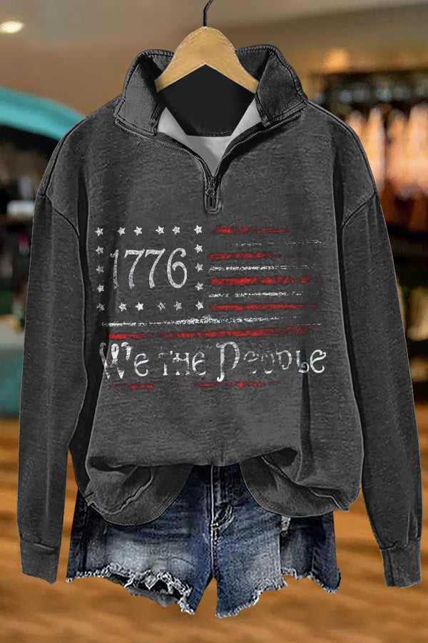 Retro America Patriotic Day Print Sweatshirt