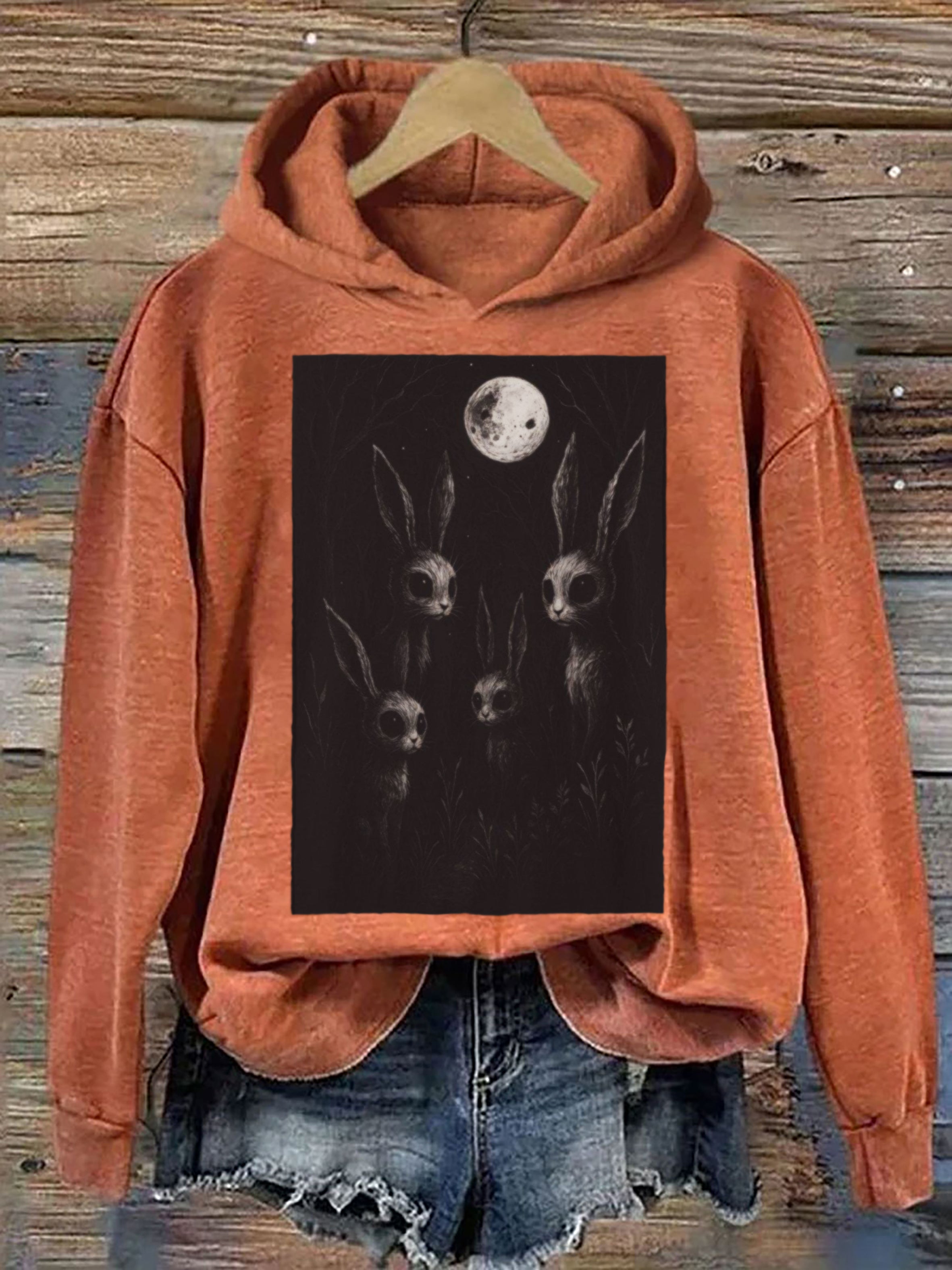 Creepy Bunny Forestcore Gothic Animal Hoodie