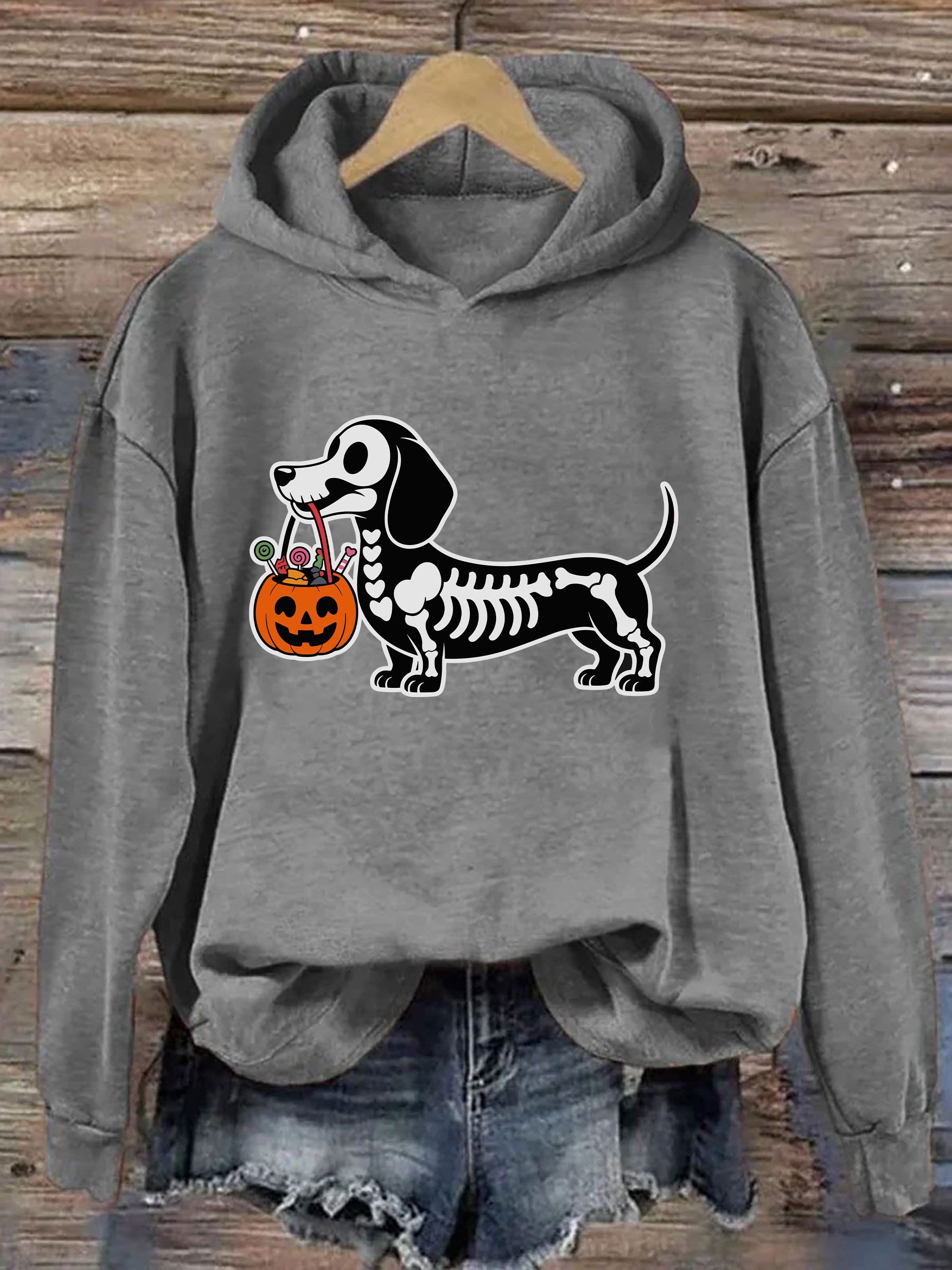 Skeleton Dog Halloween Hoodie