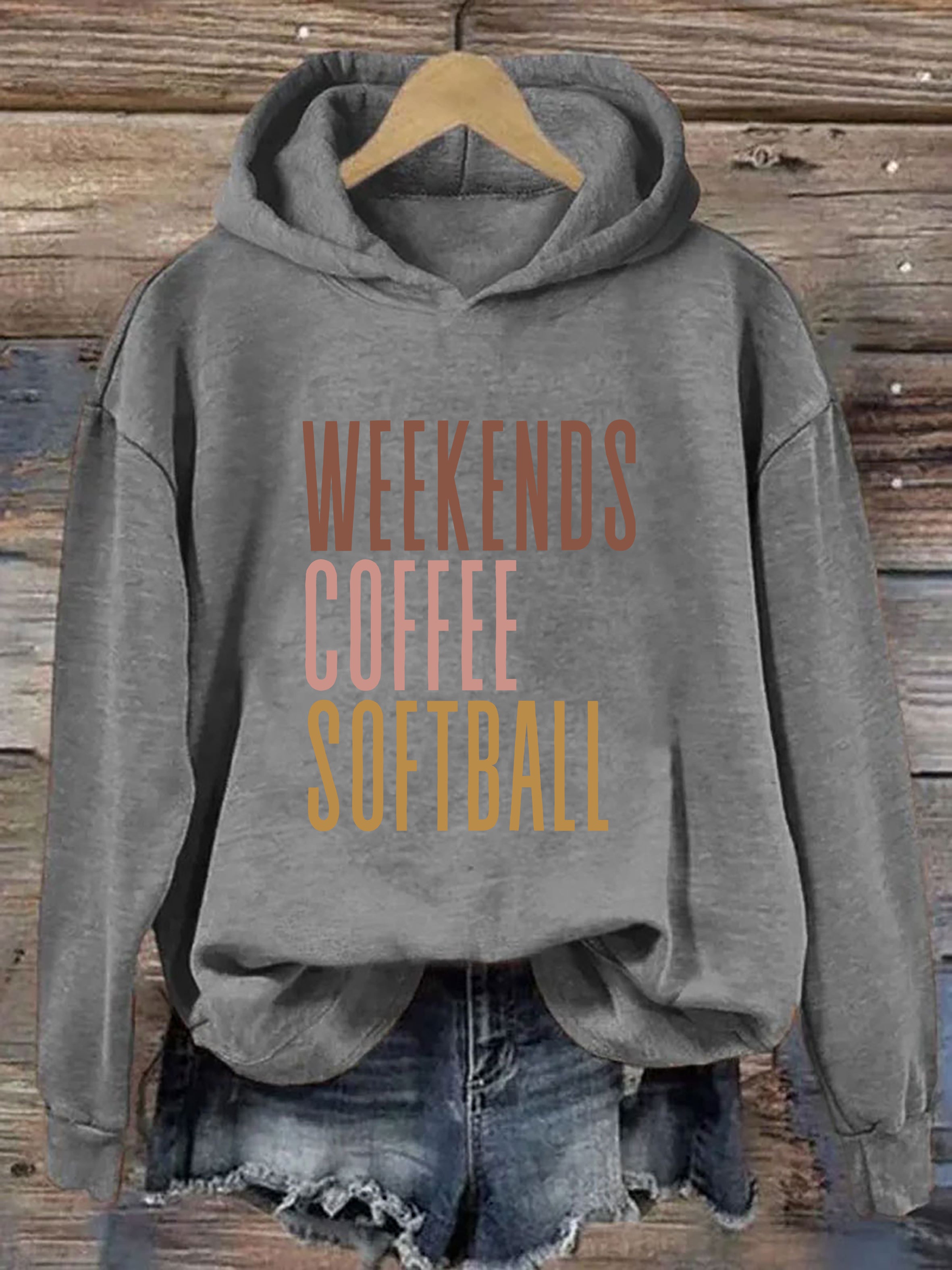 Weekends Coffee Softball Hoodie