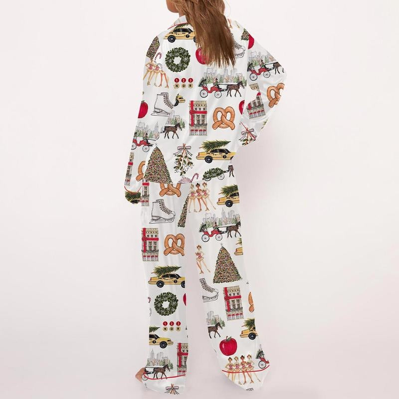 Long Sleeve Christmas In New York Pajama Set For Women