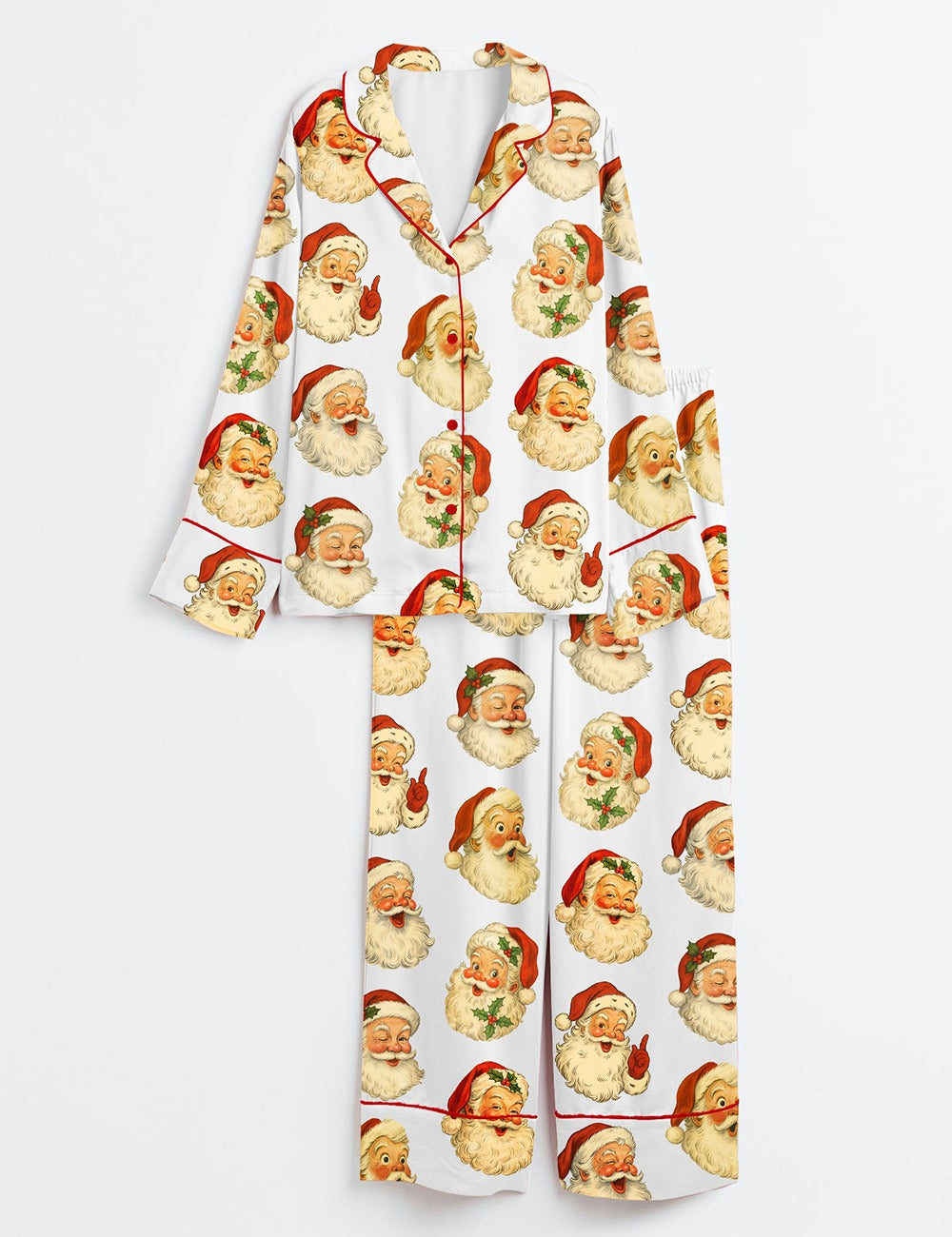 Long Sleeve Christmas Santa Satin Pajama Set