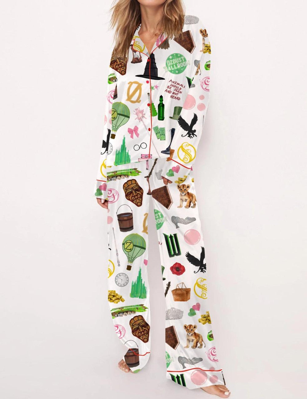 Long Sleeve Wicked Movie Satin Pajama Set For Women